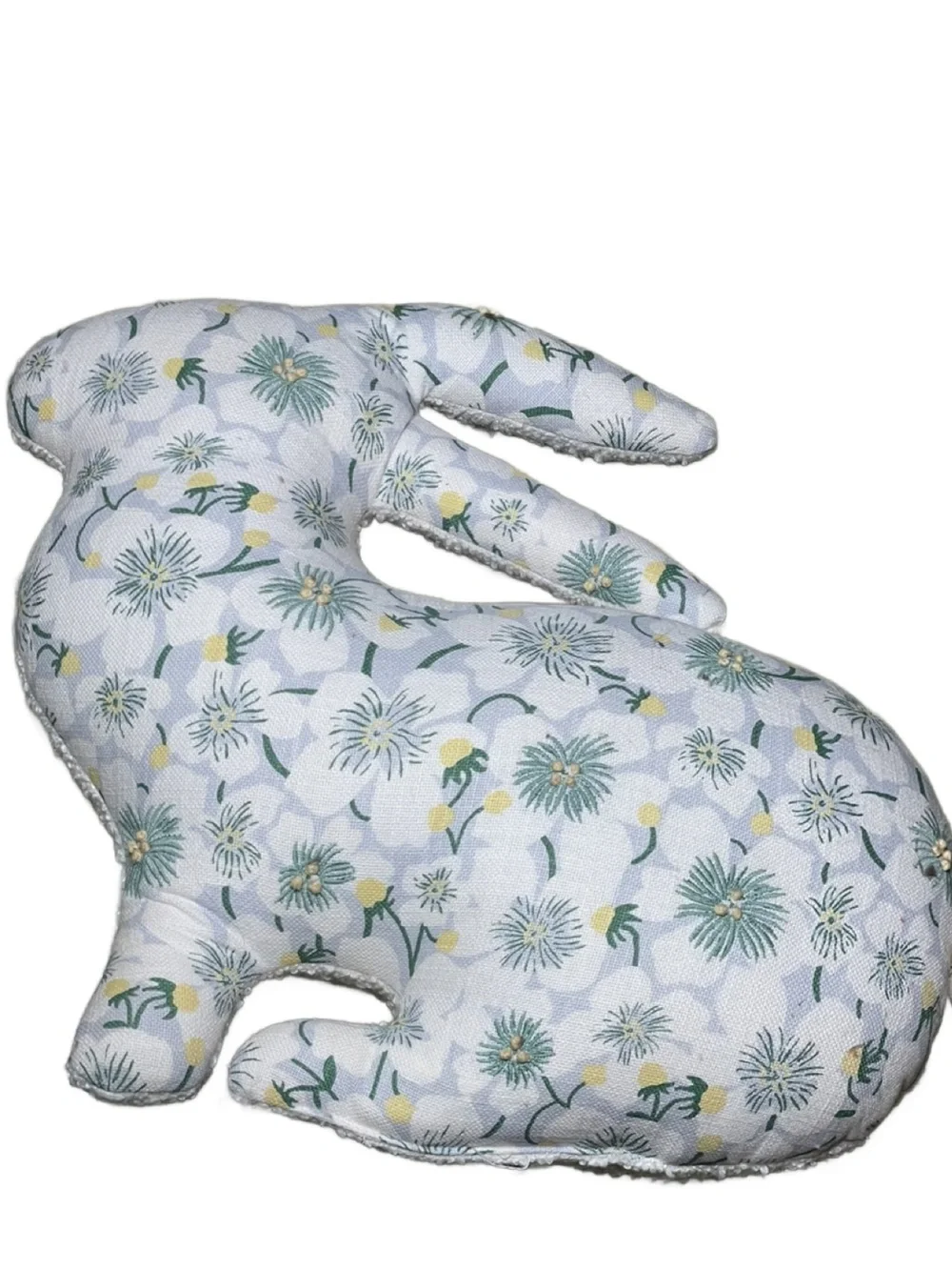 Elegant Floral Bunny Throw Pillow - Cream and Multicolored